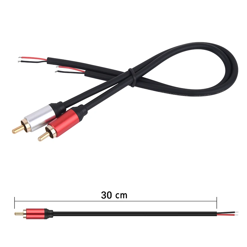 Speaker Wire RCA Male Plug Jack Connector To Bare Wire Open End Pigtail RCA Cable For Speakers Amplifier Audio Video AV Repair