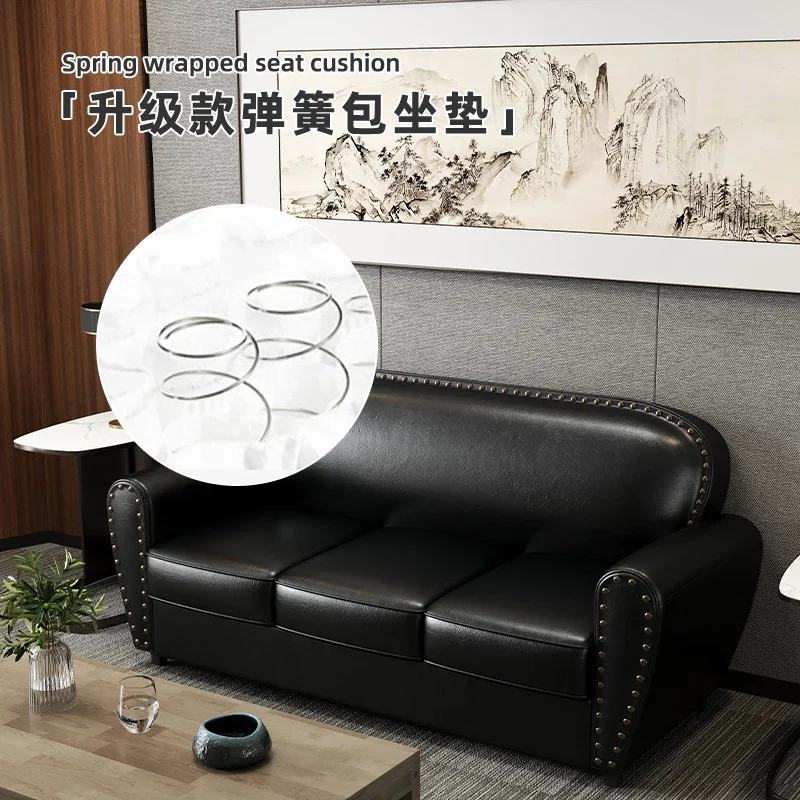 Small apartment office commercial sofa casual black single double three straight row lounge area reception group