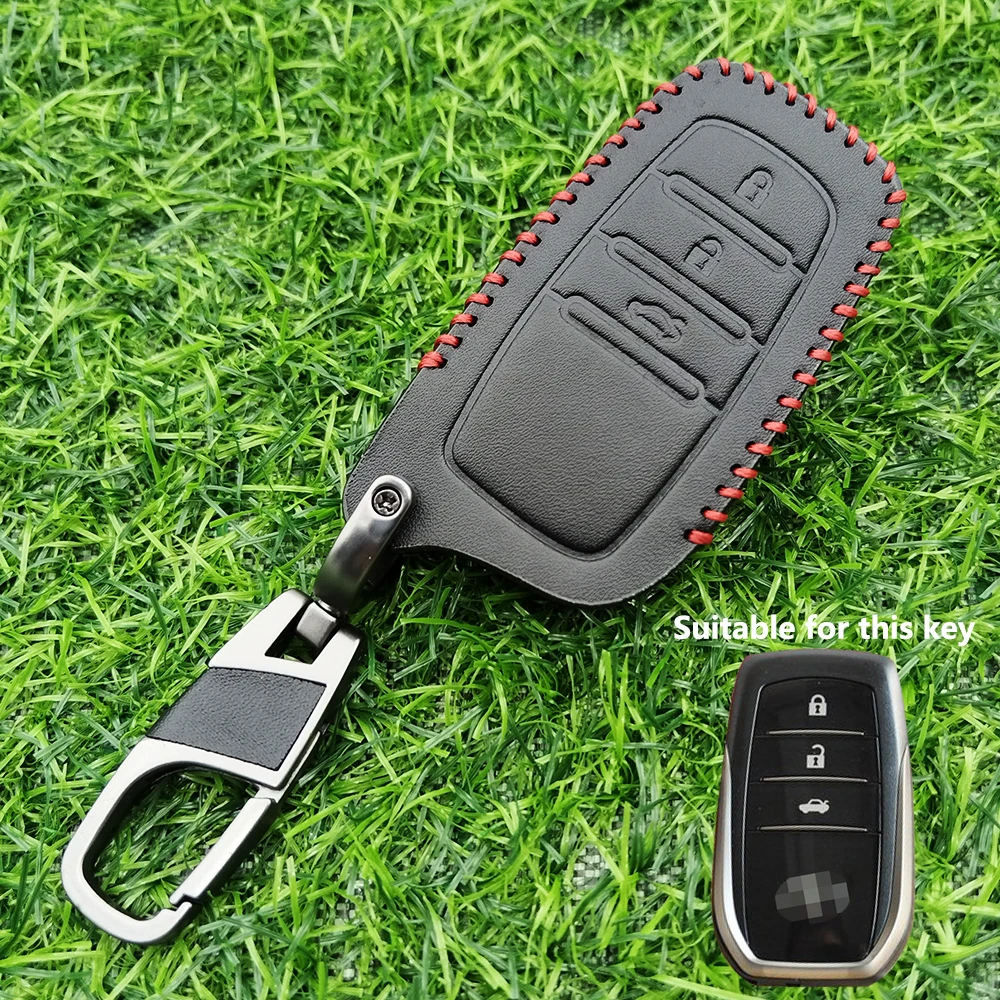 Leather Car Key Case Cover For Toyota Corolla SE 2023 Camry 50 55 TLC200 Yaris Land Cruiser Prado150 RAV4 Venza SIENNA