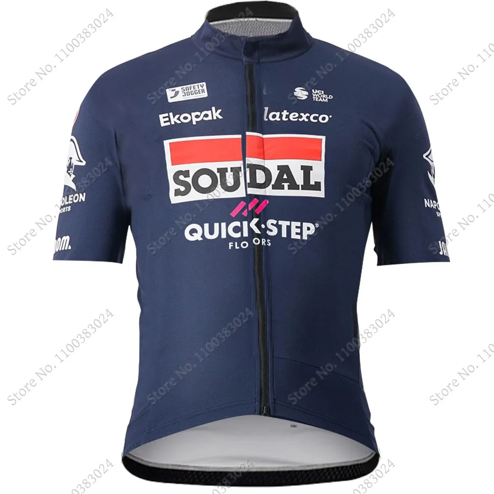 2023 Soudal Quick Step Team Cycling Jersey Set Dark Blue Summer Cycling Clothing Road Bike Shirts Suit Bicycle Bib MTB Wear Ropa