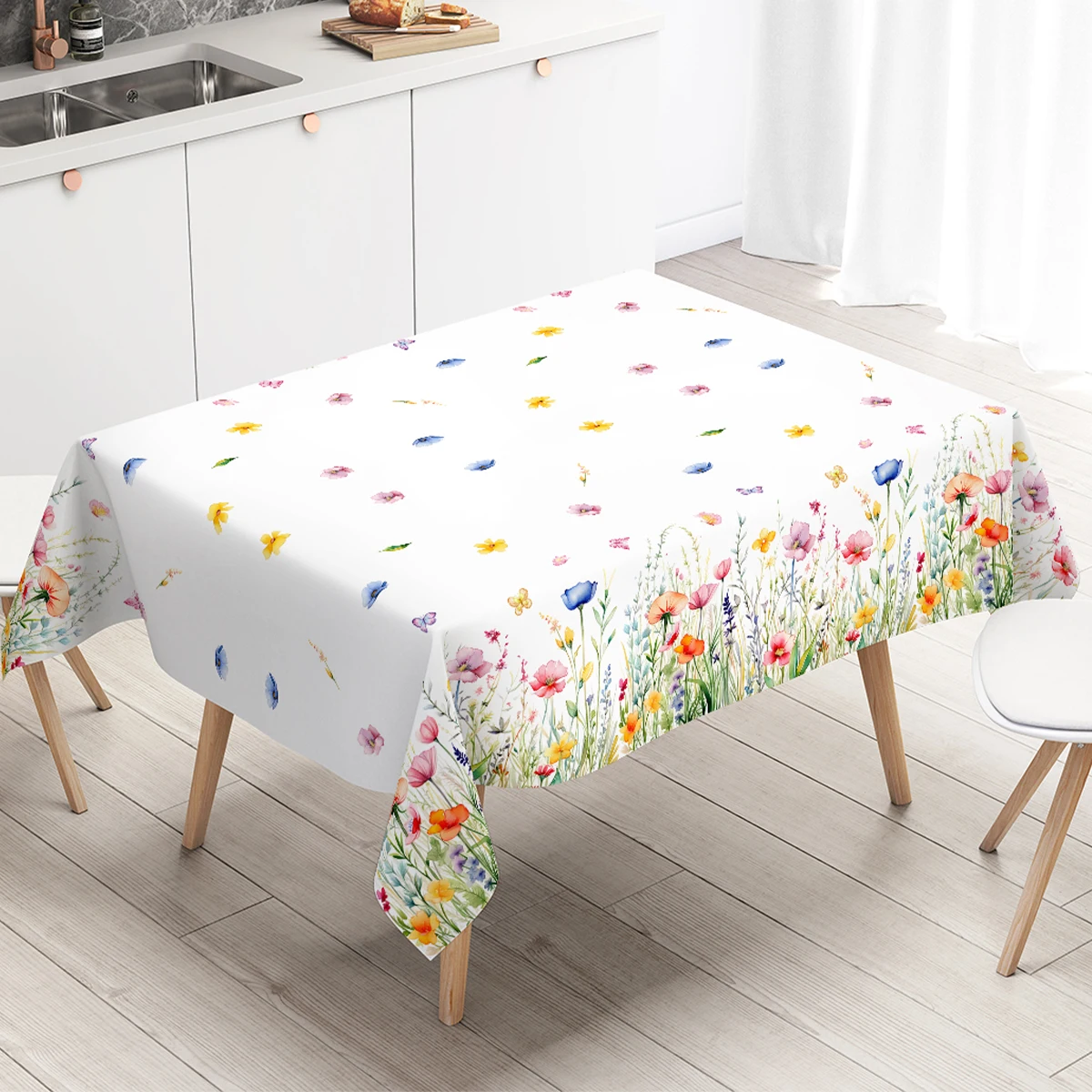 Spring Butterfly Floral Tablecloth Disposable Table Cover for Home Summer Picnic Dining Holiday Wedding Birthday Party Decor