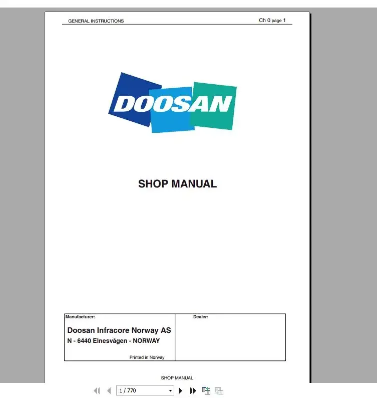 Doosan Construction and Forklift All Model Full Service Manual DVD 26GB PDF 2019