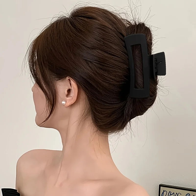 4 Mixed-Color Hair Clips, Sturdy Shark Clips, Elegant Large Rectangular Headbands, Hair Accessories, Birthday Gifts, Casual Wear, Versatile Black Hair Clips - Suitable for Half-Up Hairstyles, Formal Occasions and Special Events, Durable Claw Clips.