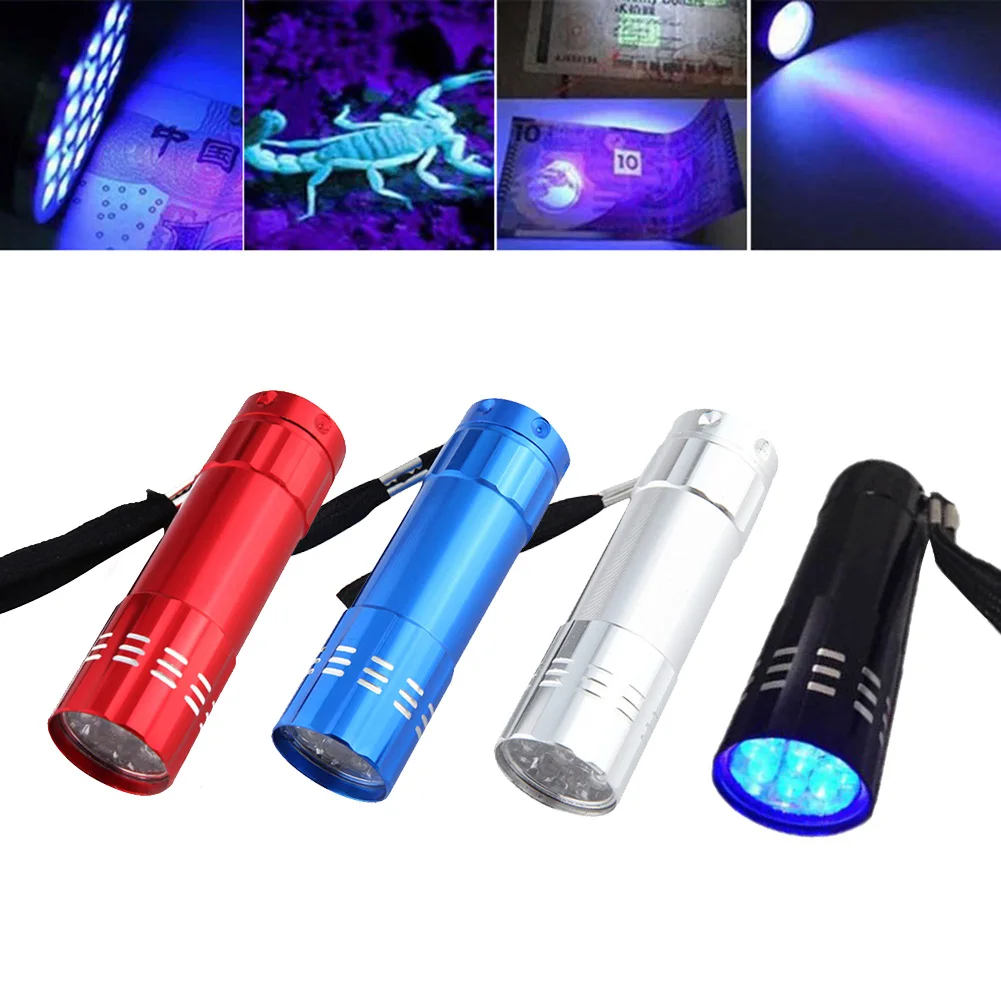 Portable Ultra Violet 9LED Flashlight 395nm Blacklight Light Inspection Torch Light Portable UV Medical Detection for Pet Stain