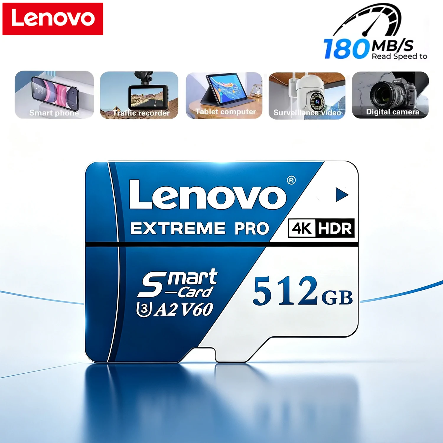 Lenovo SD Card 128GB 256GB 512GB High Speed Micro SD Card V60 U3 TF Flash Cards Memory Card For Insta360 DJI Drone