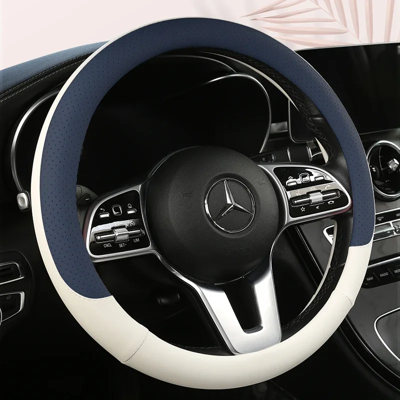 Steering Wheel Cover for Mercedes-Benz B C S E Class SLK GLB GLC GLE EQC EQE Car Accessories Genuine Leather Non-slip Sweatproof