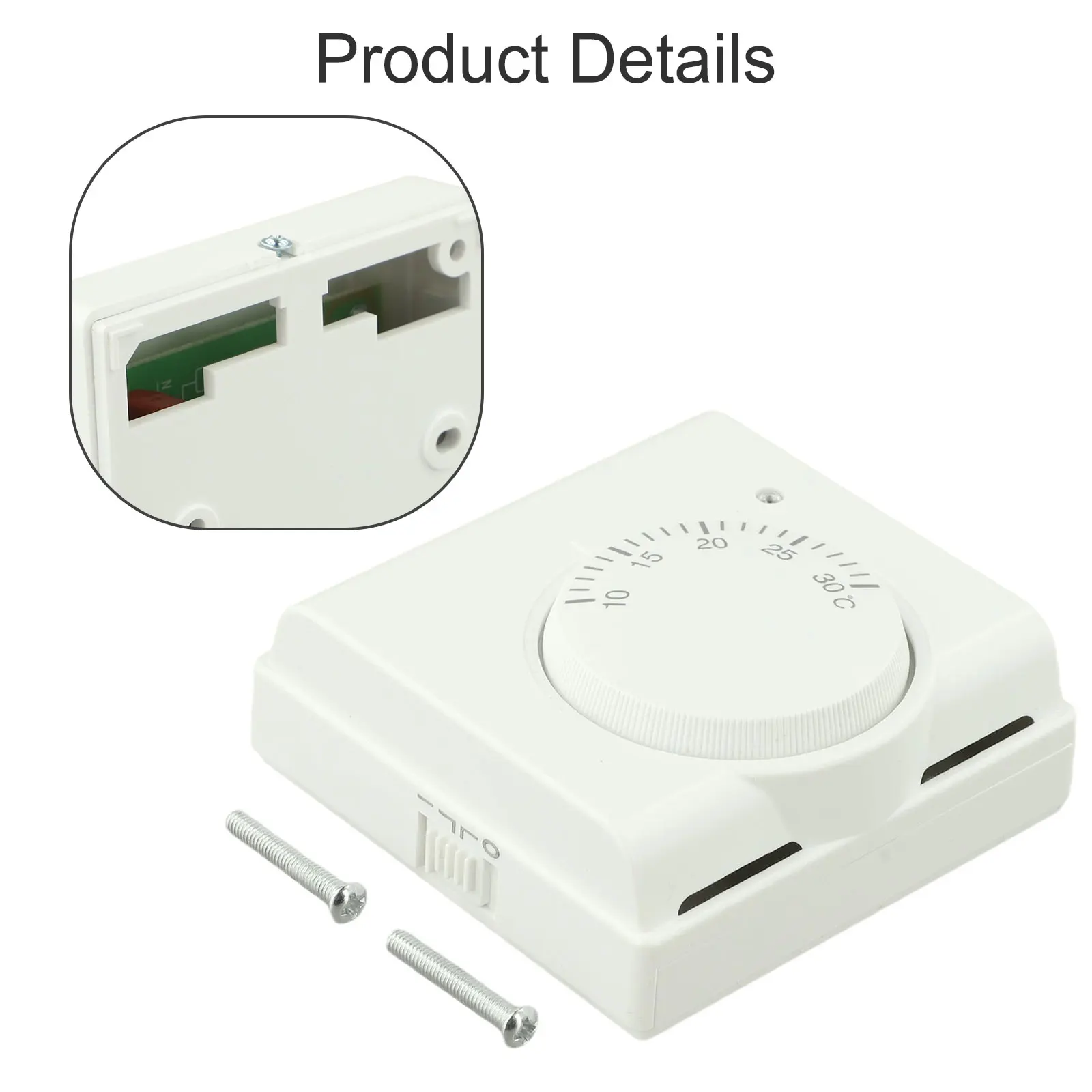 White ABS Mechanical Room Thermostat 10A 220V For Floor Heating System On Off Switch Controller Temperature Regulator