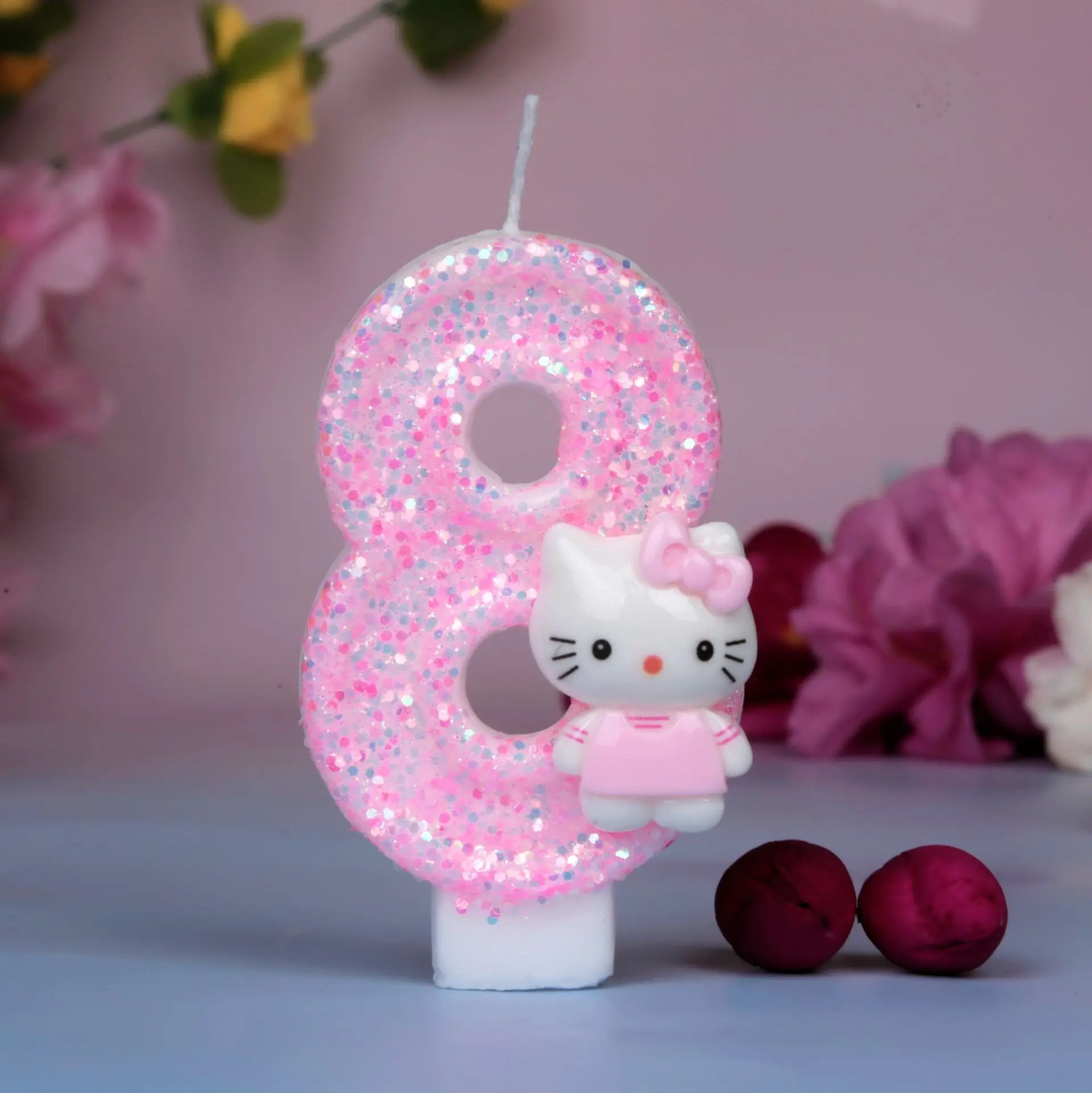 Sanrio Hellokitty 0-9 Number Candle Cute 3d Cartoon Character Kawaii Party Cake Plug-In Birthday Cake Decoration Gift Toys