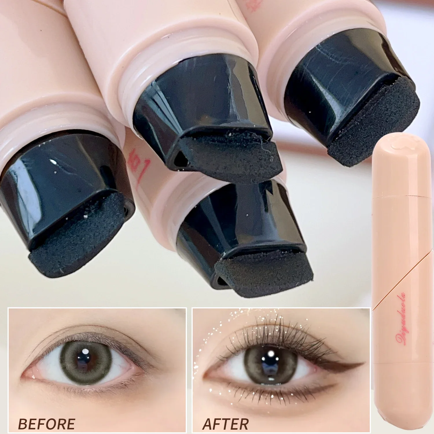 Stylo tampon Eyeliner imperméable à double pointe, longue durée, noir, marron, résistant aux taches, tampon d'aile, pochoir de maquillage pour les yeux à séchage rapide