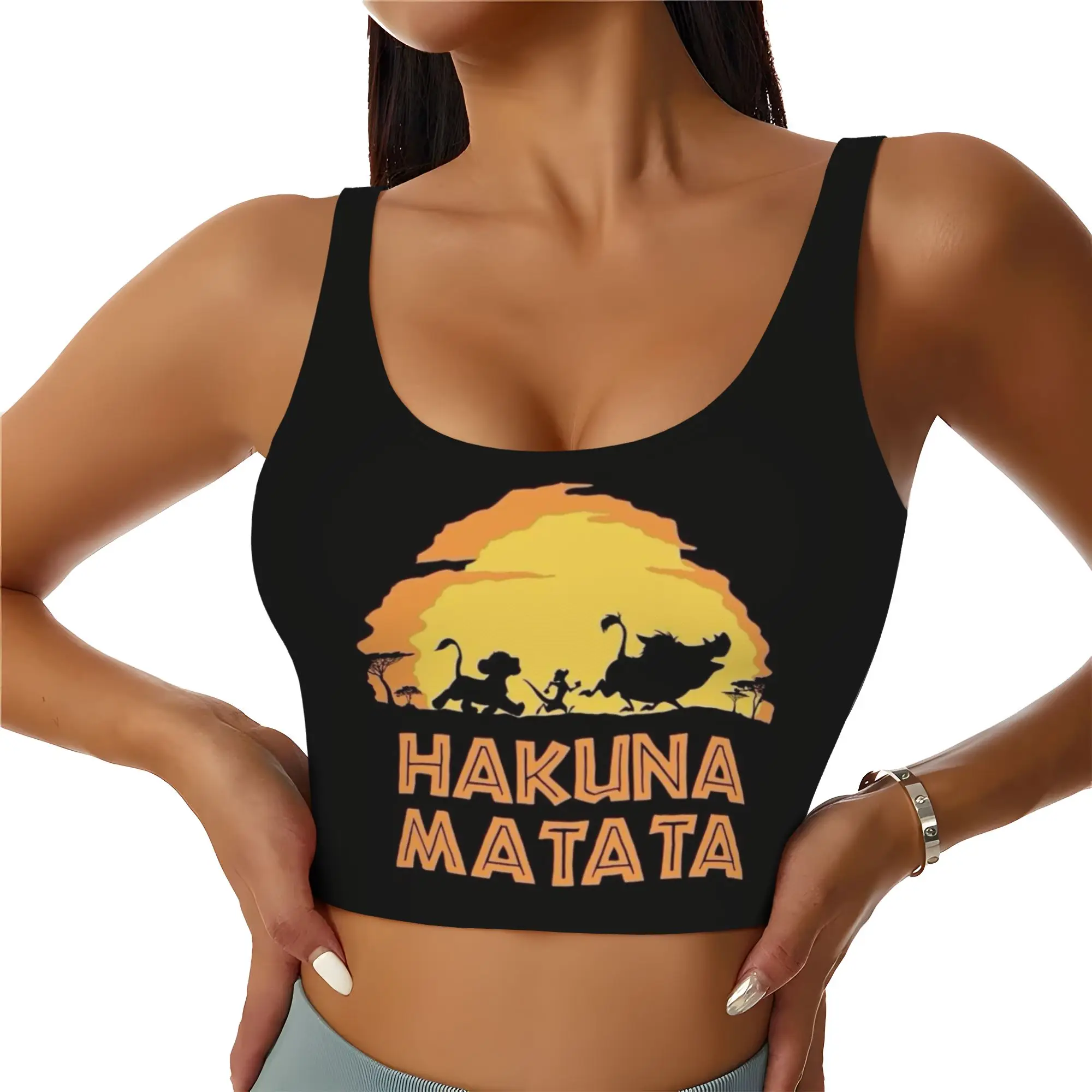 Custom Liones Anime Kinges Workout Crop Tank Tops Women Seamless Hakuna Matata Simba Yoga Running Sports Bras