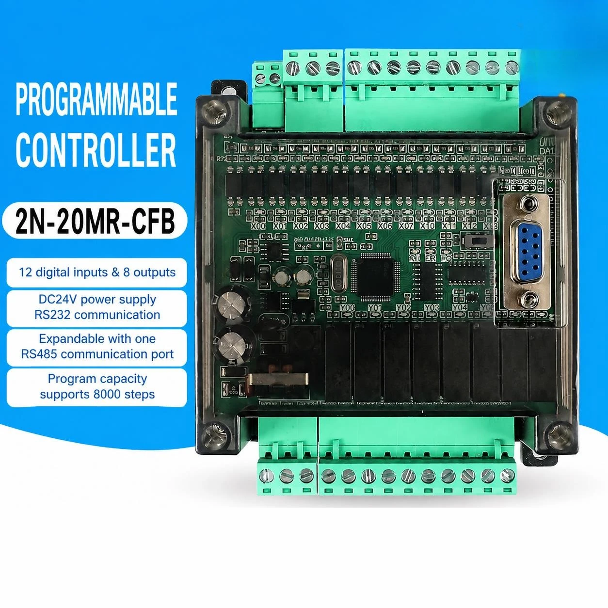 PLC Programmable Controller 2N-20MR-CFB Relay Module with Base Industrial Control Board Programmable Logic Controller