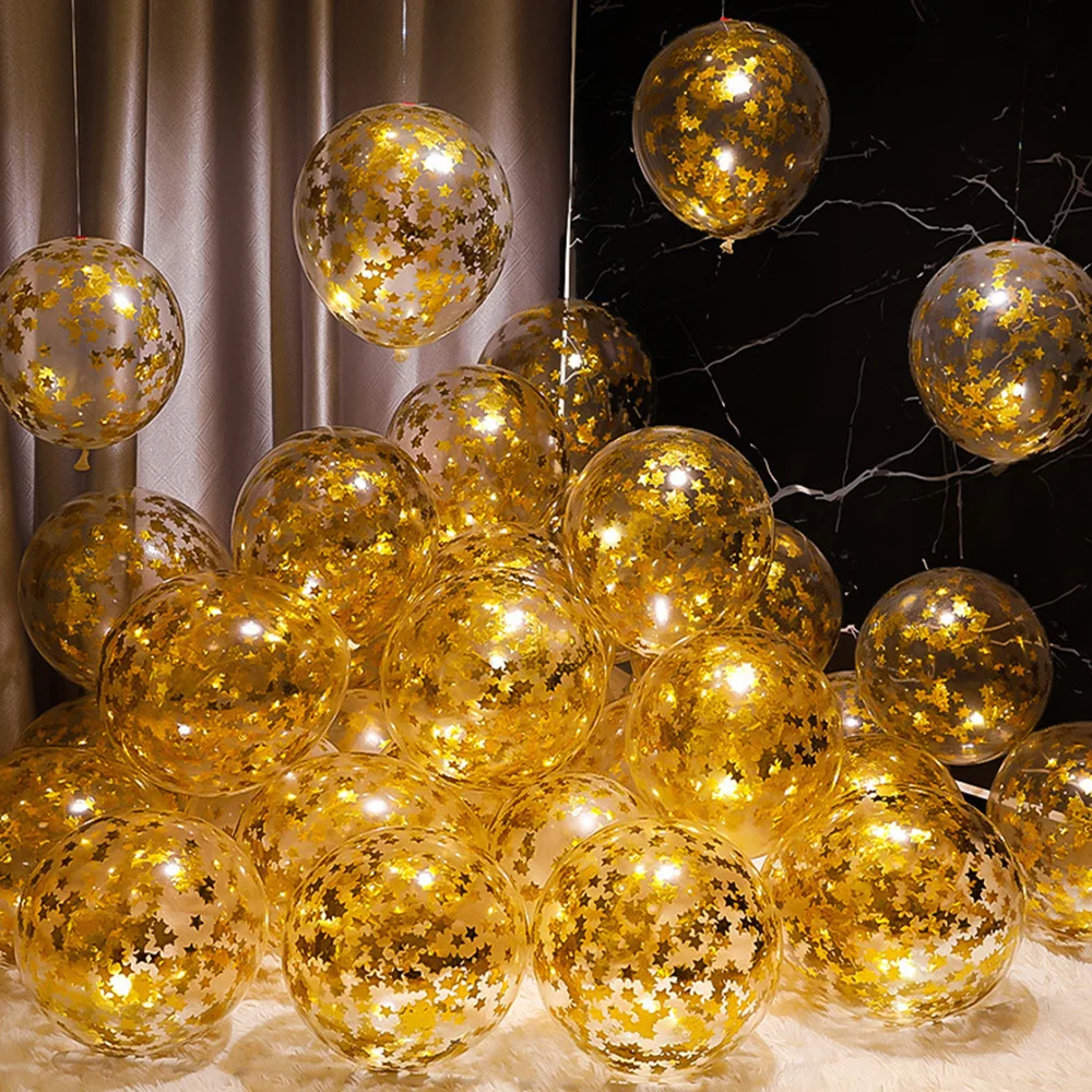 

30pcs Gold Confetti Balloons 12inch Star Confetti Balloon for Birthday Decoration New Years Eve Party Supplies Baby Shower Decor