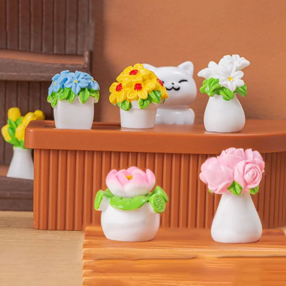 

Resin Mini Flower Potted Artificial Plant Series Simulation Potted Plants Lifelike Colorful Resin Flower Model Car