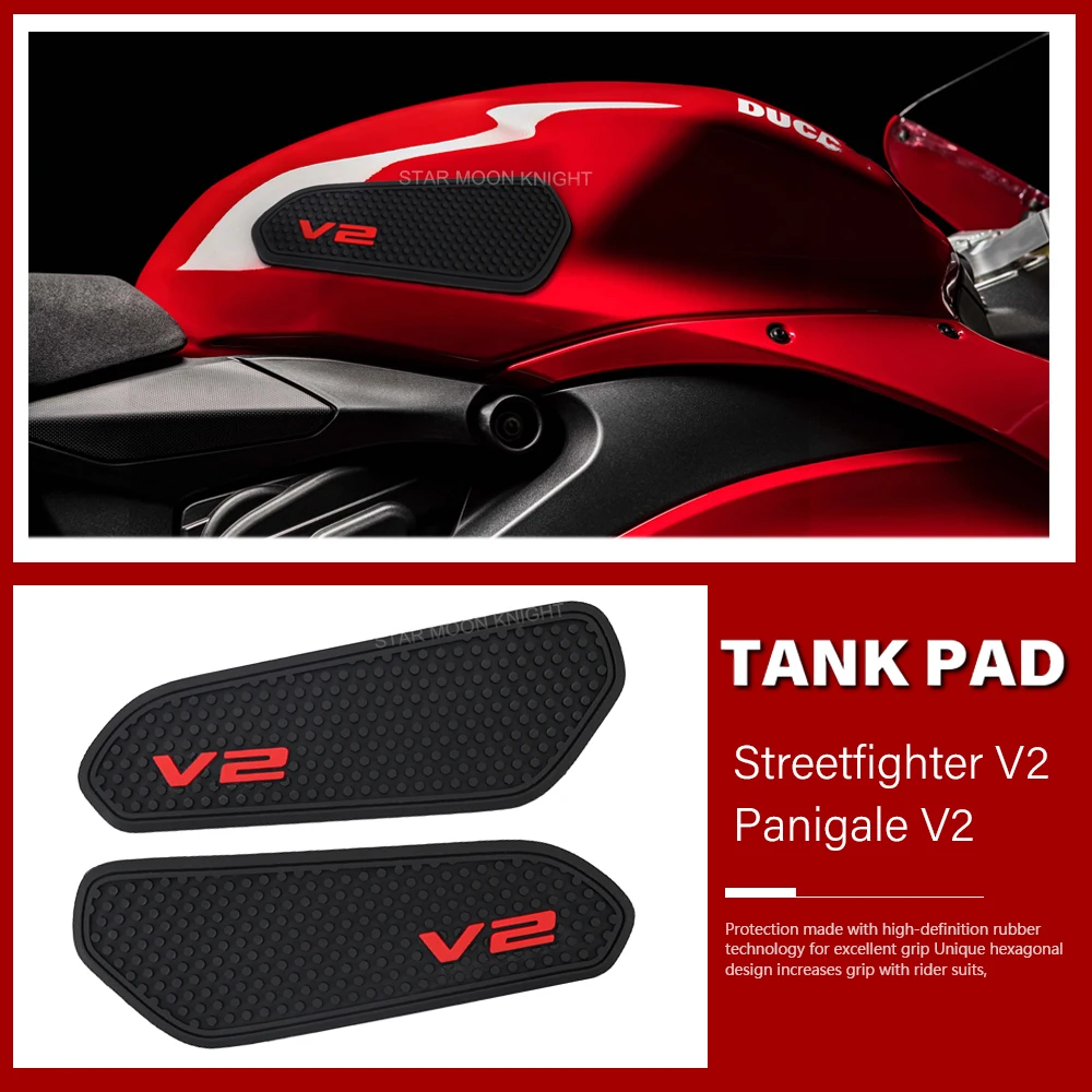 

Motorcycle Side Fuel Tank Pad For Ducati Streetfighter V2 Panigale V2 2020- Protector Stickers Decal Gas Knee Grip Traction Pad