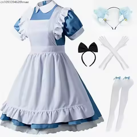 Black Lolita Suit Maid Cosplay Costume Cafe Servant Uniform Anime Role Dress Up Anime Wear Halloween Clothing