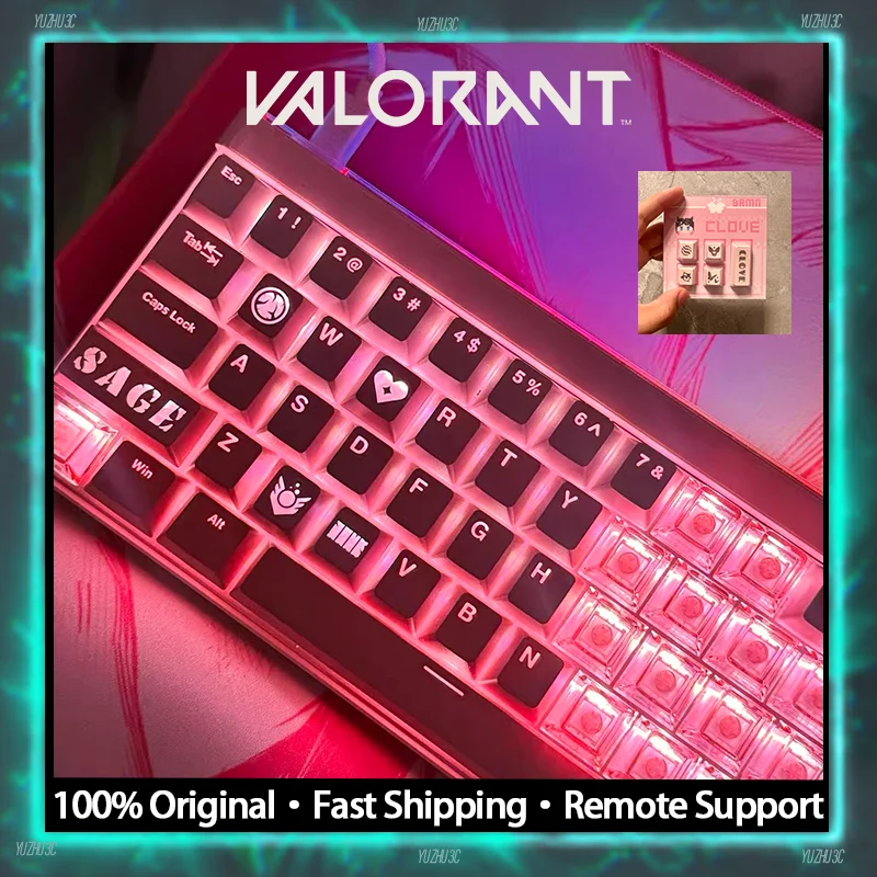 

VALORANT Keycaps Customized Theme Clove Sage Jett Reyna RGB-Transparent PBT Laser-Etched Legends with Paint Fill Cherry Profile