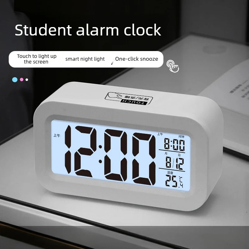 1 قطعة منبه رقمي بإضاءة خلفية متعددة الوظائف، ساعة تقويم وقت البيانات، غرفة النوم، سطح المكتب، غفوة، الساعات الإلكترونية، ديكور #1