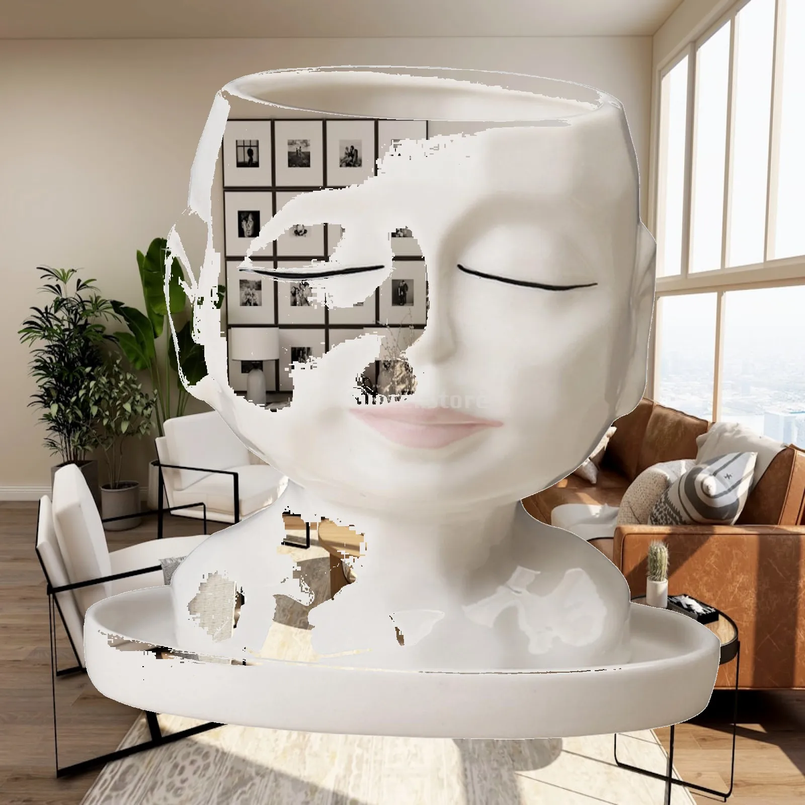Face Head Flower Planter Plant Pot Flowerpot Figure Garden Decor