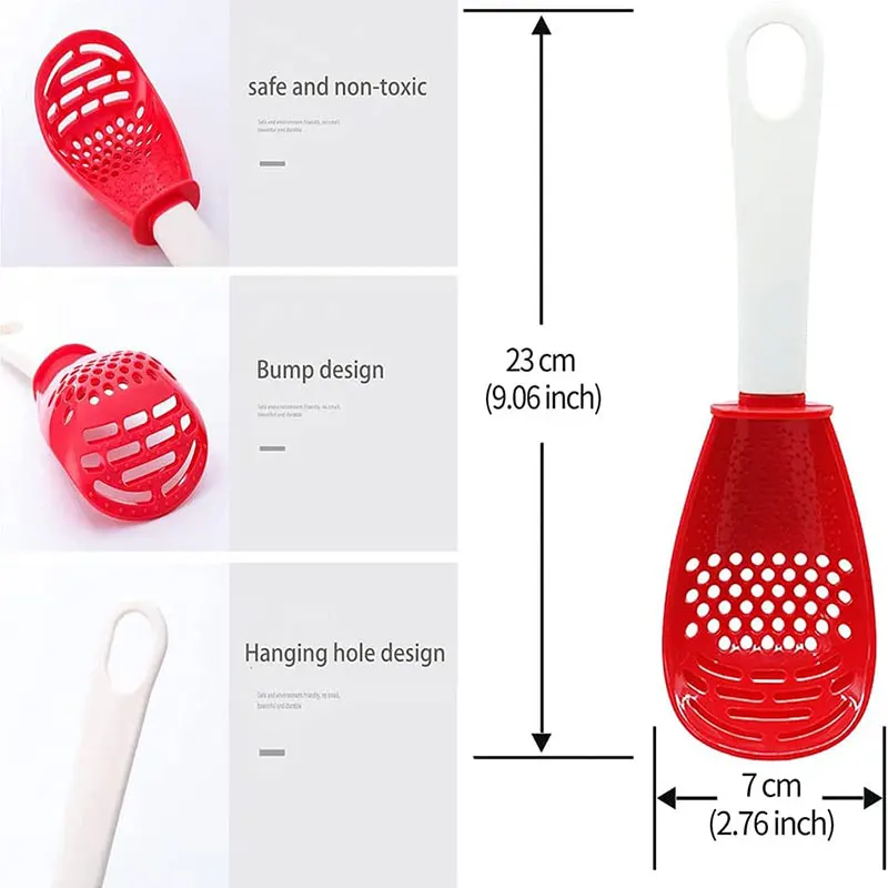 Multifunctional Cooking Spoon Kitchen Strainer Scoop to Cut Garlic Hanging Hole Innovative Potato Garlic Press kitchen Accessory