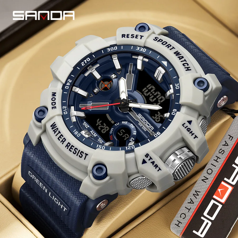 

SANDA New Shock Watches G-style Clock For Boy Quartz Analog Wristwatch Waterproof Luminous Sport Men LED Digital Watch