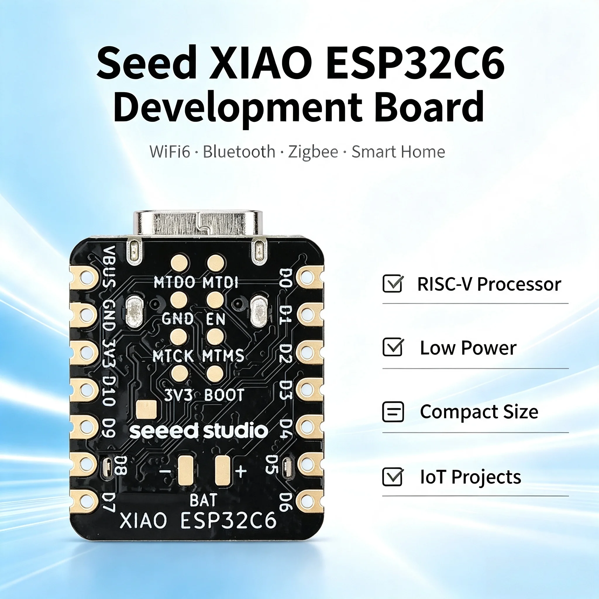 Seeed XIAO ESP32C6 Development Board WiFi6 Bluetooth Zigbee Smart Home Wearable IoT Low Power RISC-V Processor ESP32C6