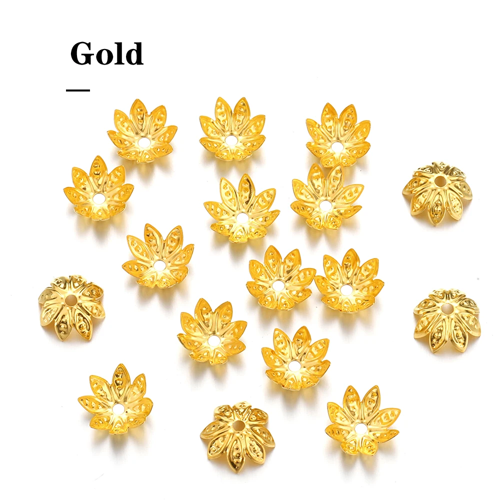 200 Stuks 8-10Mm Gouden Bloem Kralen Caps Metalen Filigraan Lotus Petal Spacer Cap Voor Diy Sieraden Maken bevindingen Accessoires Groothandel