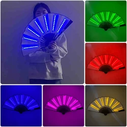 3V LED Luminous Folding Fan 13inch Colorful Fan Wedding Hand Fans for Night Club Dance Décor Stage Performance Props