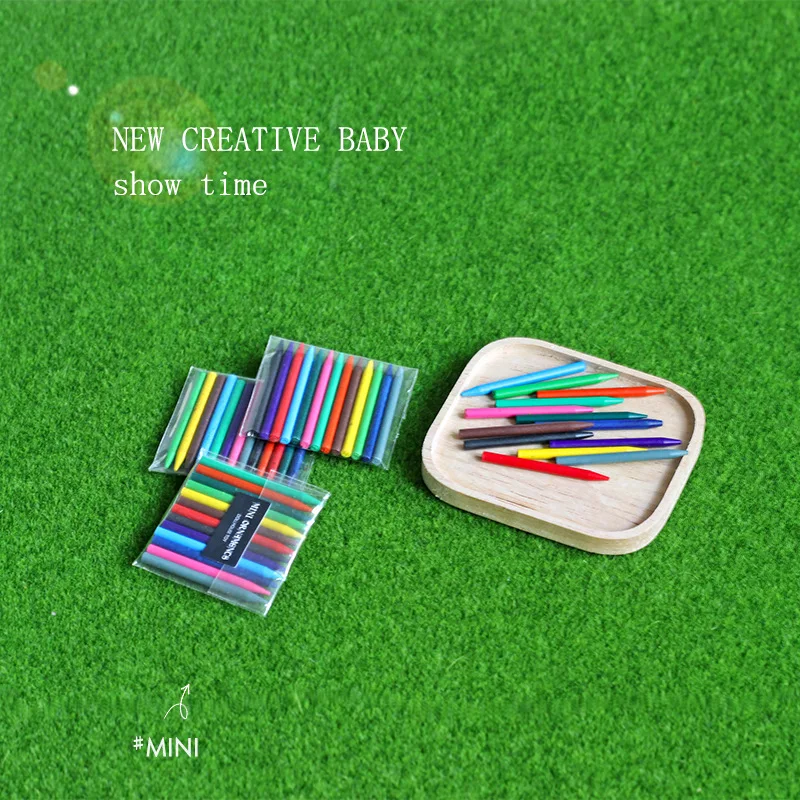 1:12 Art Supplies Figurines Miniature Colored Crayons Doll House Accessories Diy Miniature Model Toys Photography Props Decor