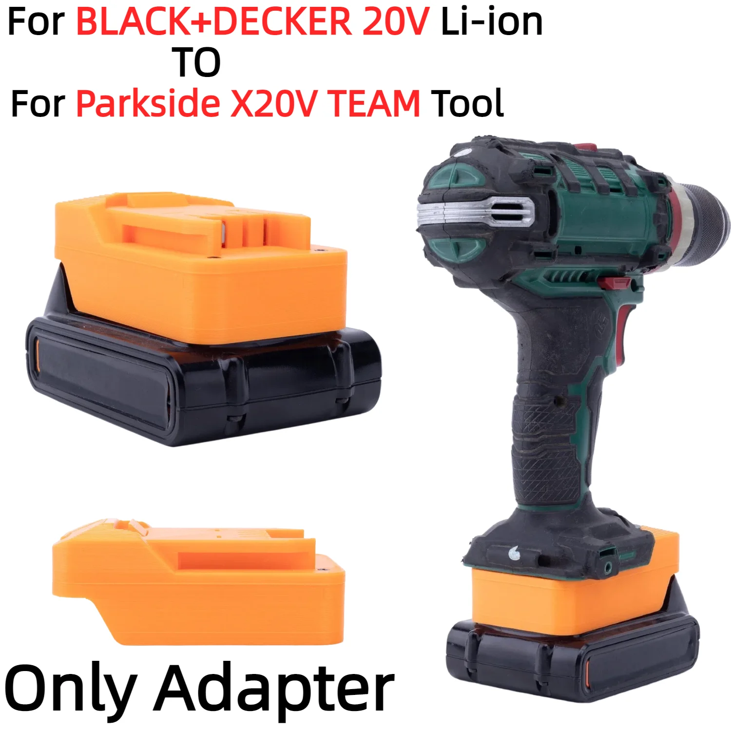 Battery Adapter for BLACK+DECKER 20V Lithium Ion Converter TO Parkside X20V TEAM Cordless Drilling Tools Accessory(Only Adapter)