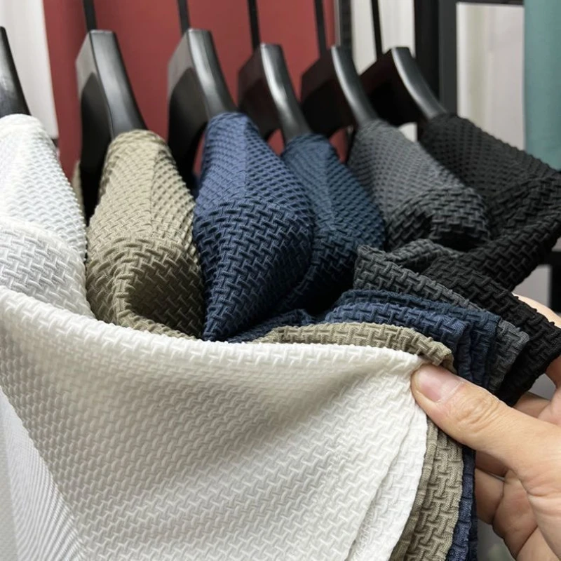 Summer Ice Silk High-End Solid Color High Quality Short Sleeve T Shirts Men's Breathable Fashion T-Shirt Male Brand Clothes 6XL