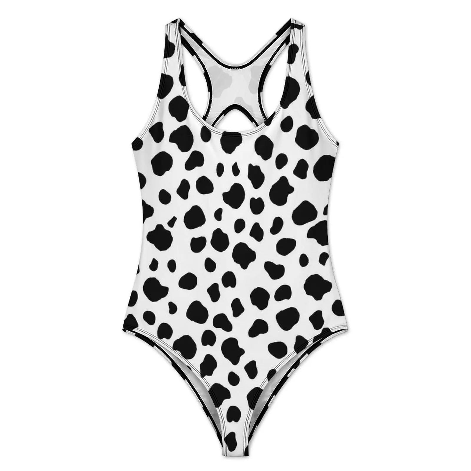 Black Dalmatian Swimsuit Cow Print One Piece Swimwear Push Up Fantasy Bathing Suits Sexy Beach Graphic Swimsuits