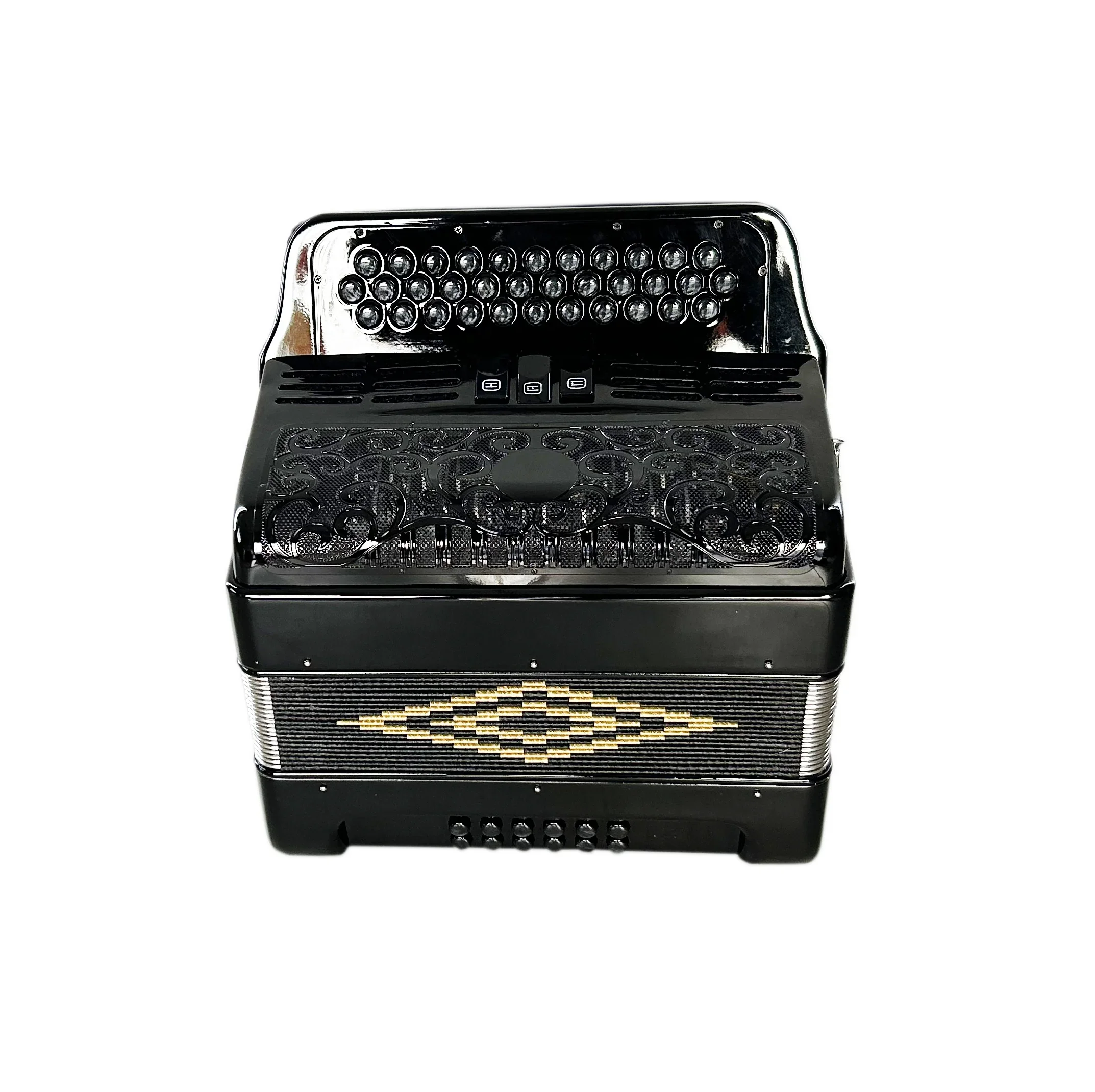 SEASOUND OEM 34 Buttons 12 Bass 3 Registers Shinning Black Black Grill Accordion Accordions Musical JB3412C