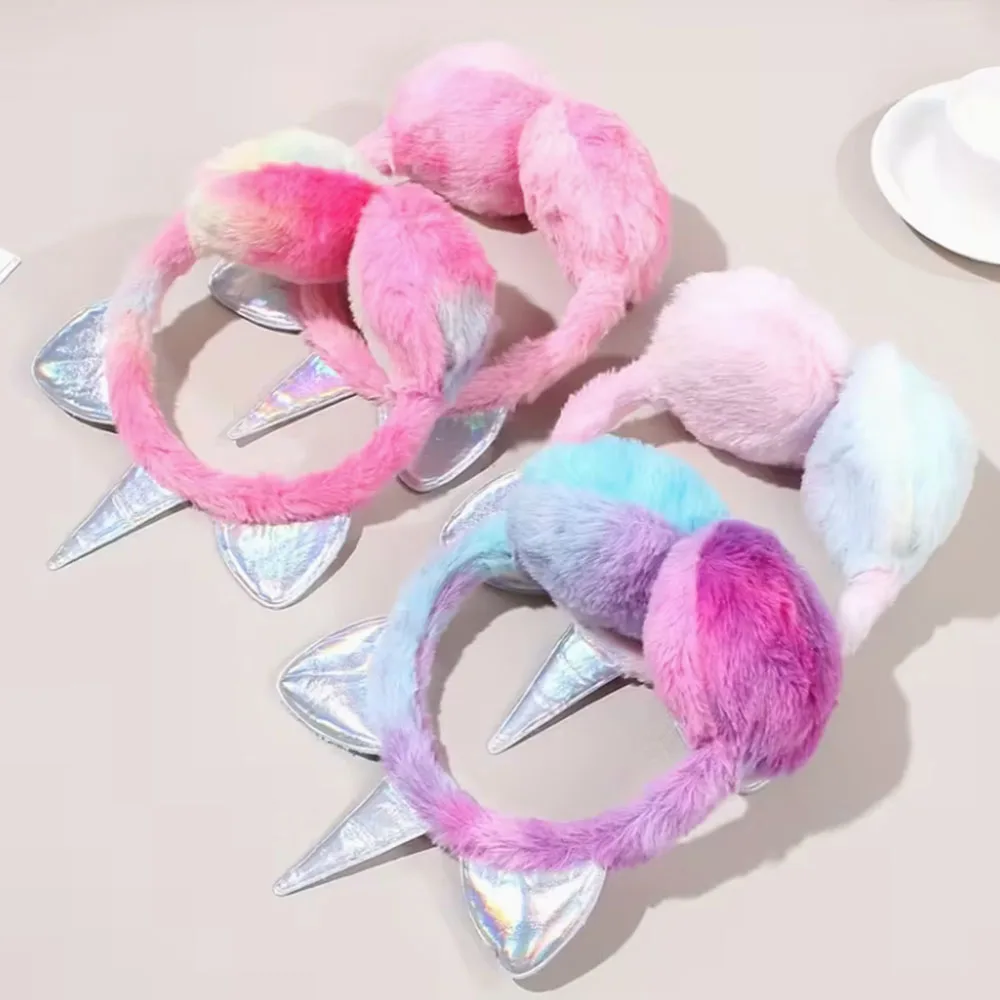 

Плюшевые наушники с единорогом от 2 до 6 лет — красочные зимние теплые, мягкие полиэстеровые наушники с милыми кошачьими ушками и дизайном грива, модная вечеринка