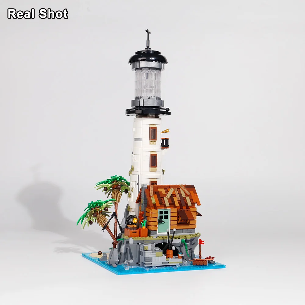 2340PCS Creative Fishing Village Lighthouse Building Blocks 21335 Sea Tower LED Light Bricks Toys Gifs For Children Kids