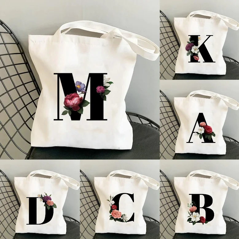 

Fashionable Floral Letter Tote Bag for Women Casual Single Shoulder Shopping Bag with Letter Printing Suitable for Daily Use