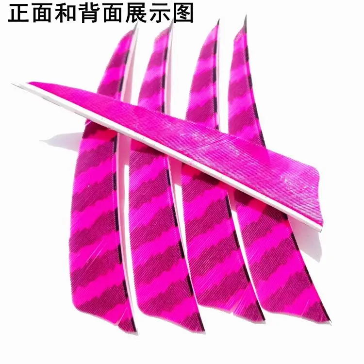 24 Pcs/Lot 4 Inch Shield Cut Arrow Feathers Striped Real Turkey Cut Feather Archery Accessories Fletching Feathers