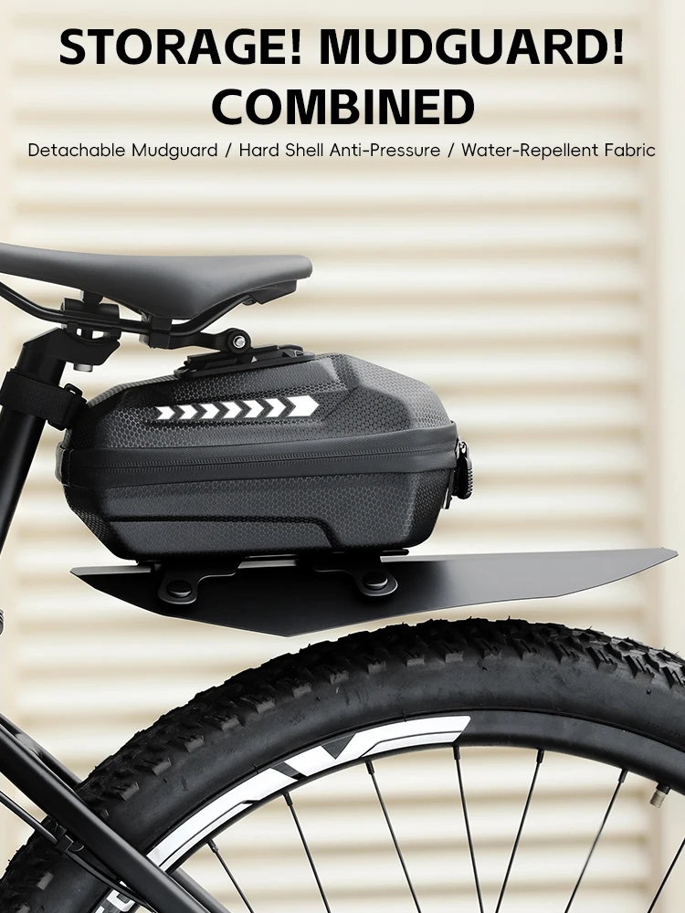 WEST BIKING Lokaler Versand Fahrrad-Satteltasche mit Abnehmbarem Schutzblech 2L Wasserdichte Schnellverschluss-Fahrradtasche Verstellbarer Fahrradschutzblech-Satteltasche