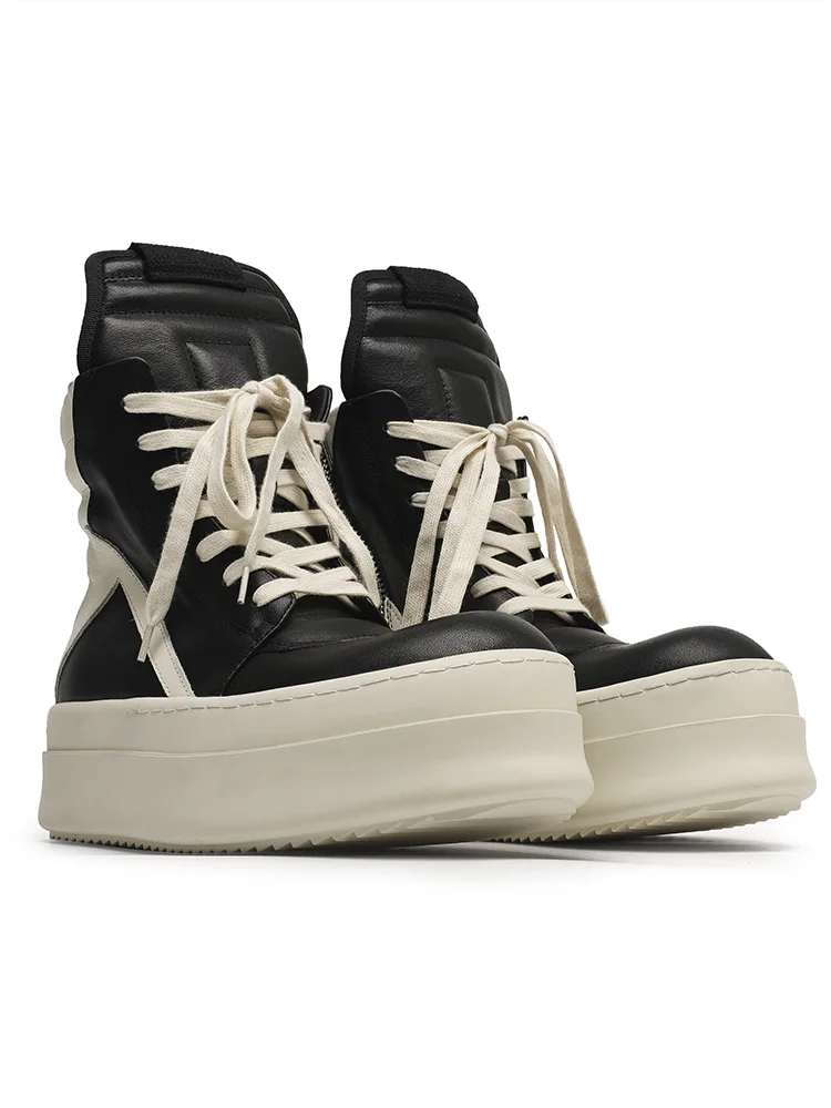 

Двухслойные кожаные высокие сапоги Thi Bot, повседневные модные мужские ботинки с застежкой-молнией увеличенной высоты