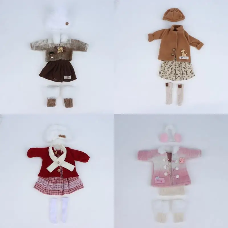 1 Set 1/6 Doll Fashion Outfit Kit 30cm Doll Clothes Pretty Dress Hat Winter Coat Girl Toy Gift Doll Accessory No Shoes And Doll