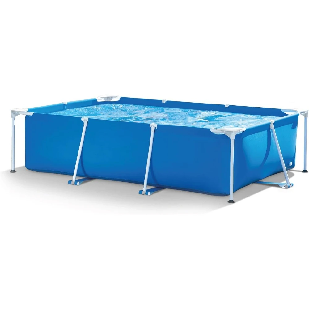 Rectangular Frame Above Ground Outdoor Backyard Swimming Pool with Flow Control Valve for Quick Draining,Rectangular