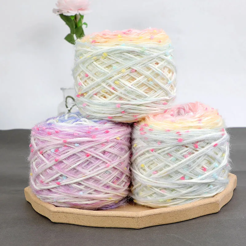 Rainbow Color Scarf Yarn, Beanie Thread, 150g, Ball, Rainbow Color DIY Hand Mix Thread, Handmade Scarf Material, Knitting