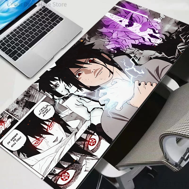 Mauspad Japan Anime Desktop-Matte Computerzubehör N-Naruto HD-Druck Mausmatte Sasuke Uchiha Cooles Mauspad Gamer Gummimatten