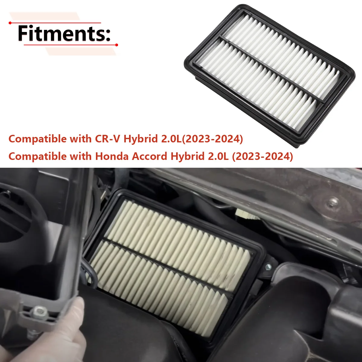 Car Engine Air Filter For Honda Accord Hybrid 2.0L 2024 2023 CR-V Hybrid 2.0L 2024 2023 172206MAJ01 LX3763 WA10124