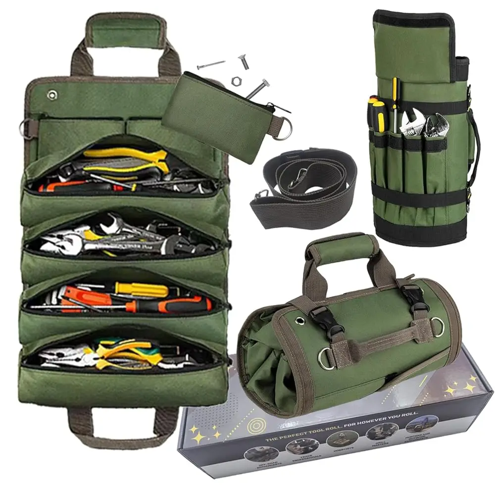 

Roll Up Tool Bag, Tool Pouch Tool Roll With 2 Small Detachable Zipper Pouches. The Tool Roll Compact Durable Tool Storage For