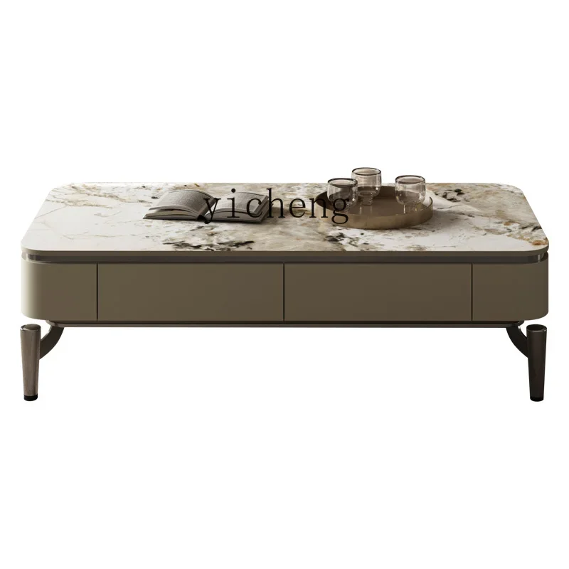 

ZC simple modern rock slab coffee table TV cabinet combination living room household simple tea table