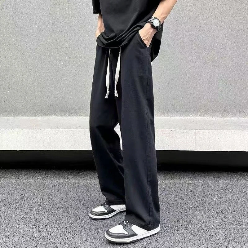 

Solid Color Cotton Baggy Male Trousers Summer Thin Men's Casual Straight Pants Cheap Trend Korean Style High Quality Clothing