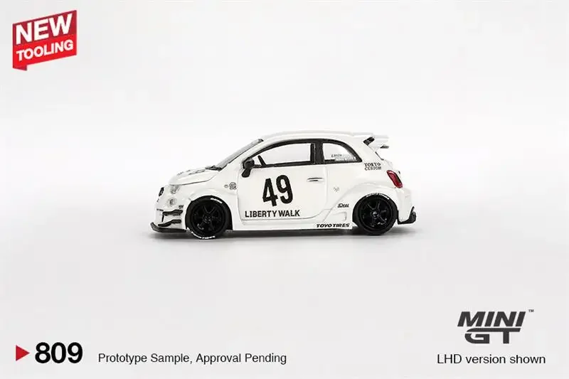 MINI GT 1:64 LB-WORKS x ABA Works ABARTH 595, caja de papel blanca LHD, modelo de coche fundido a presión, prepedido