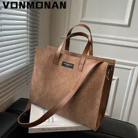 Women Vintage Corduroy Handbag Purses Luxury Designer Shoulder Crossbody Messenger Tote Bags Large Capacity Branded Shopper New