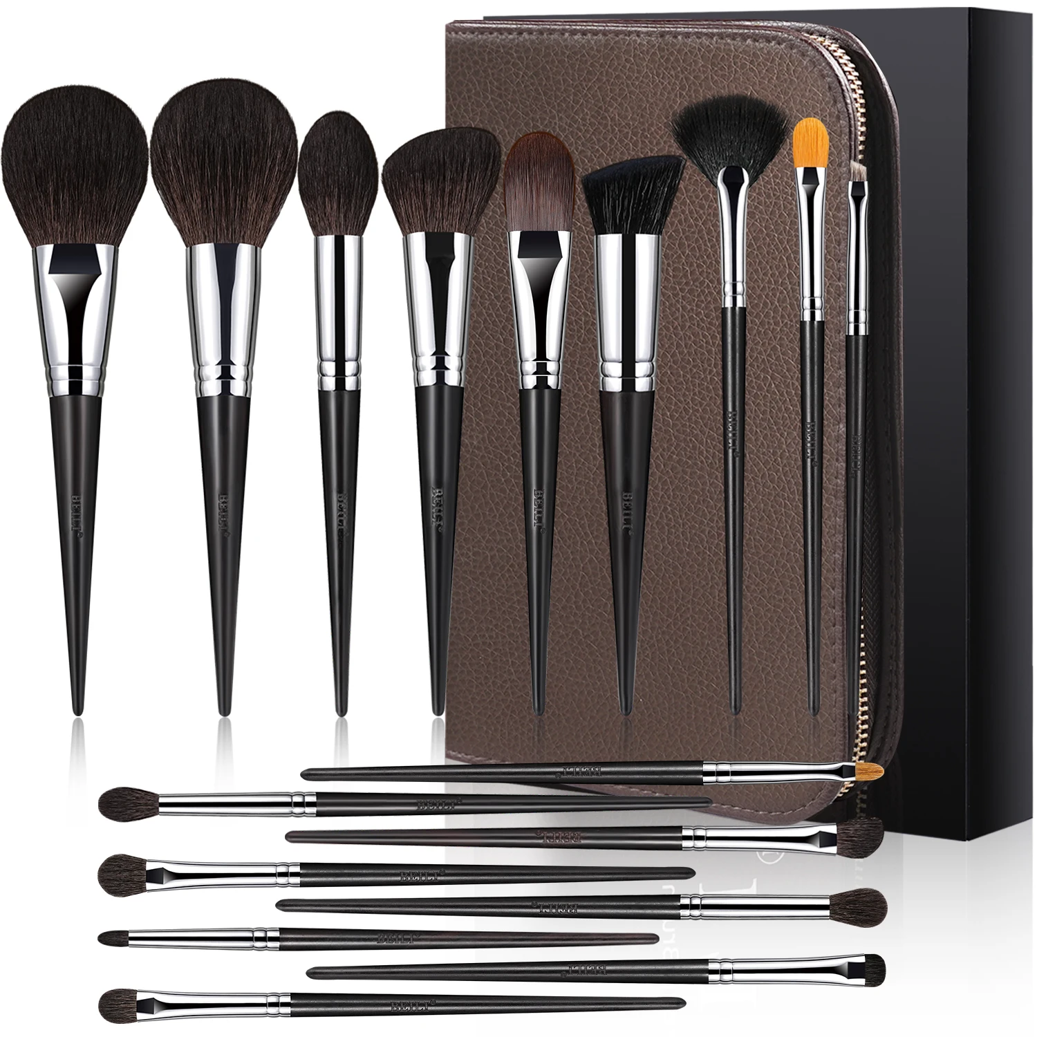 2025 New Arrival Makeup Brushes Set Soft Natural Hair Ebony Handle Foundation Brush Professional Makeup Brushes with Bags