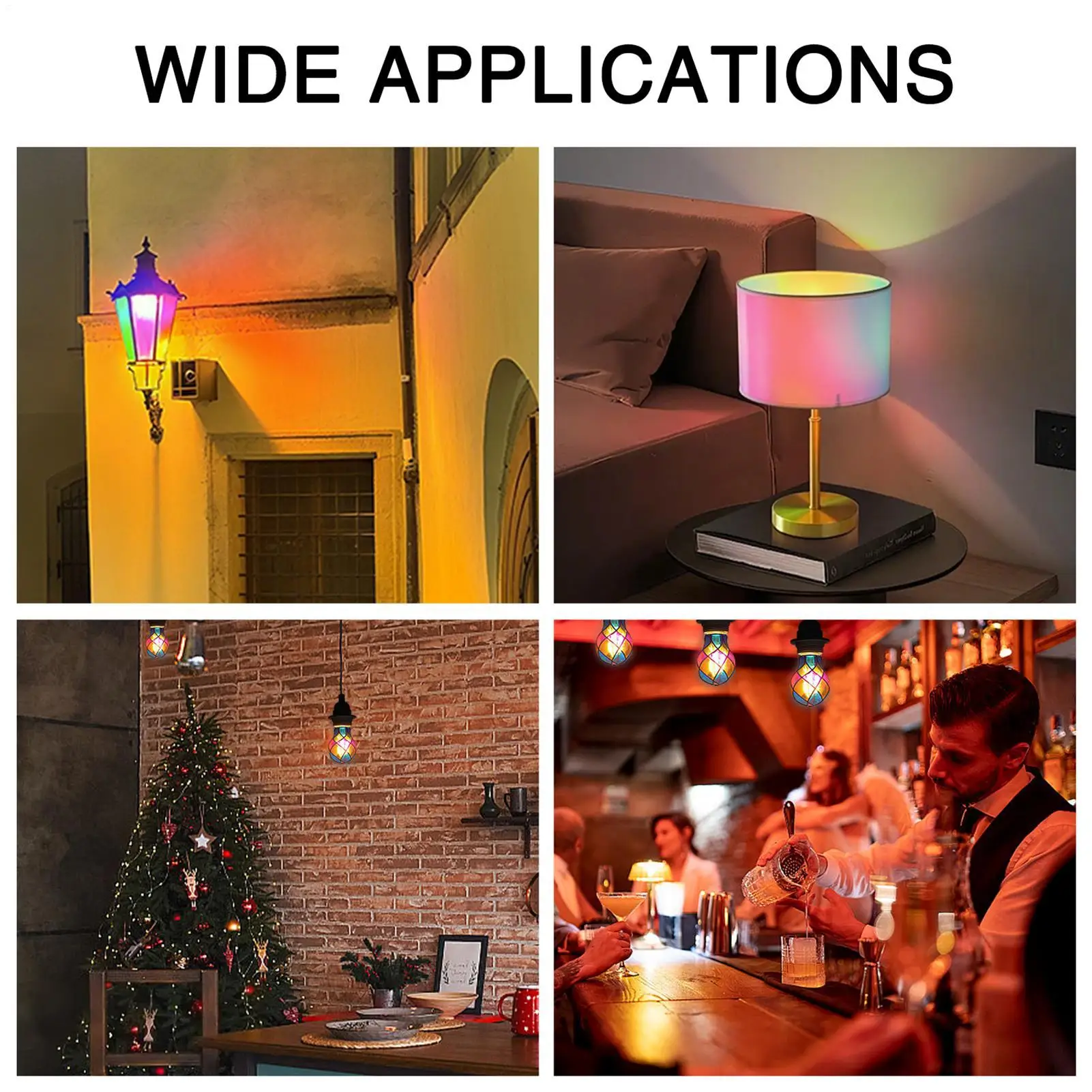 Stained Glass Light Bulb E26 4W 120V LED Lightbulb Romantic Lighting for Halloween Party Festive Bedside Lamp Indoor Christmas